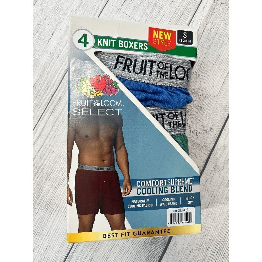Fruit of the Loom Comfort Supreme Cooling Blend Knit Boxers Size Small; New